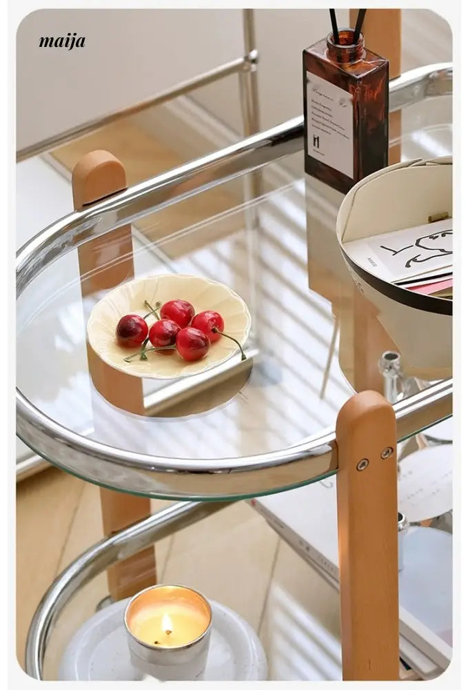 LOWERLEFT Wooden Glass Swivel Cart from Lower Left