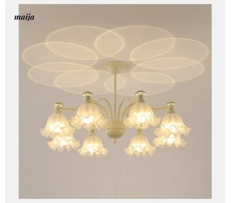 NANCY Cream Glass Chandelier French Retro Style from NANCY
