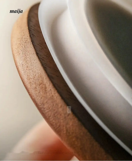 JOTO Rough Pottery Coffee Sharing Pot Wooden Lid from JOTO