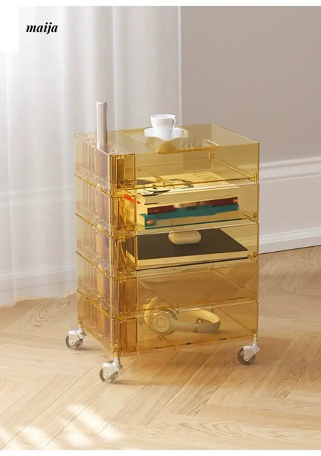LOWERLEFT Rotating Acrylic Bedside Table from Lower Left