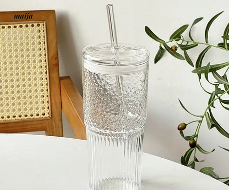 BANKE Large Capacity Glass Cup with Lid and Straw from BANKE