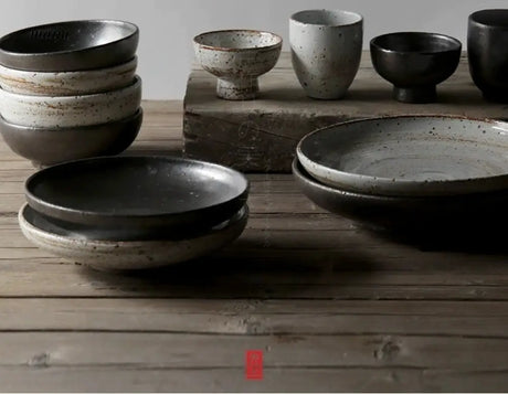 JOTO Japanese Style Seventeen Color Rough Pottery Dinner Set from MOSE
