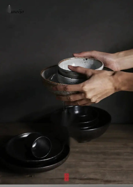 JOTO Japanese Style Seventeen Color Rough Pottery Dinner Set from MOSE