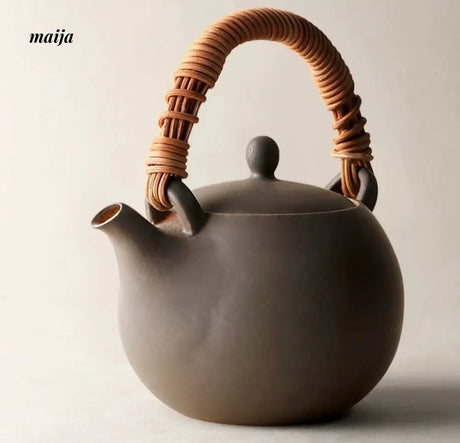 JOTO Japanese Pottery Boiling Teapot Bamboo Handle Kung Fu Tea Set from JOTO