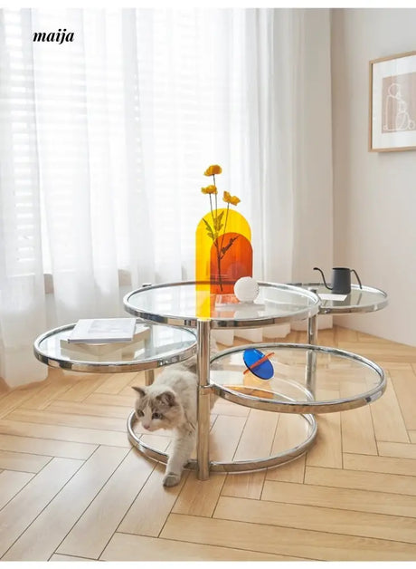 LOWERLEFT Rotating Glass Tea Table from Lower Left