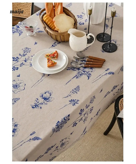 MAN YUE HOME Retro Cotton Tablecloth for Dining or Coffee Table from MAN YUE HOME
