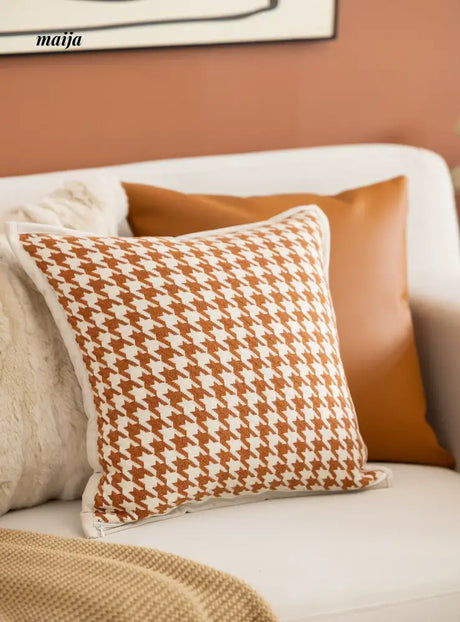 MISTYWOOD Modern Minimalist Leather Orange Pillow from MISTYWOOD