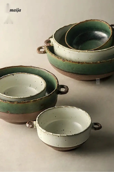 JOTO Rough Pottery Colorful Soup Bowl Japanese Style Tableware from JOTO