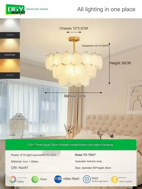 GVG Crystal Scallop Shell Ceiling Lamp from Kaiyashi