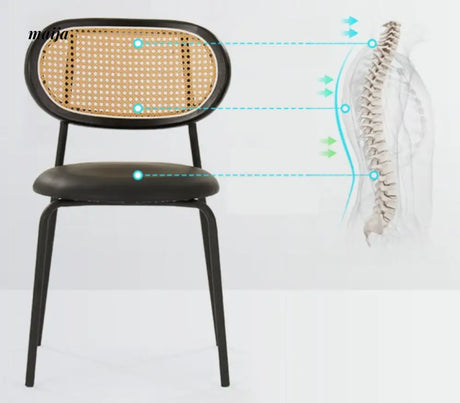 Evie Leather Rattan Dining Chair from Ouqi