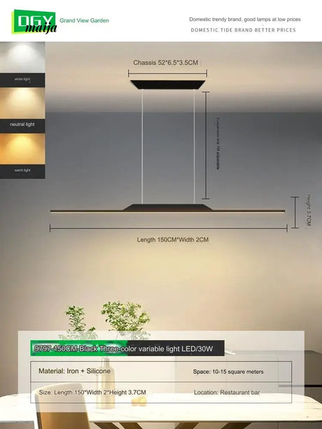 GVG Minimalistic Long Bar Ceiling Lamp from GVG