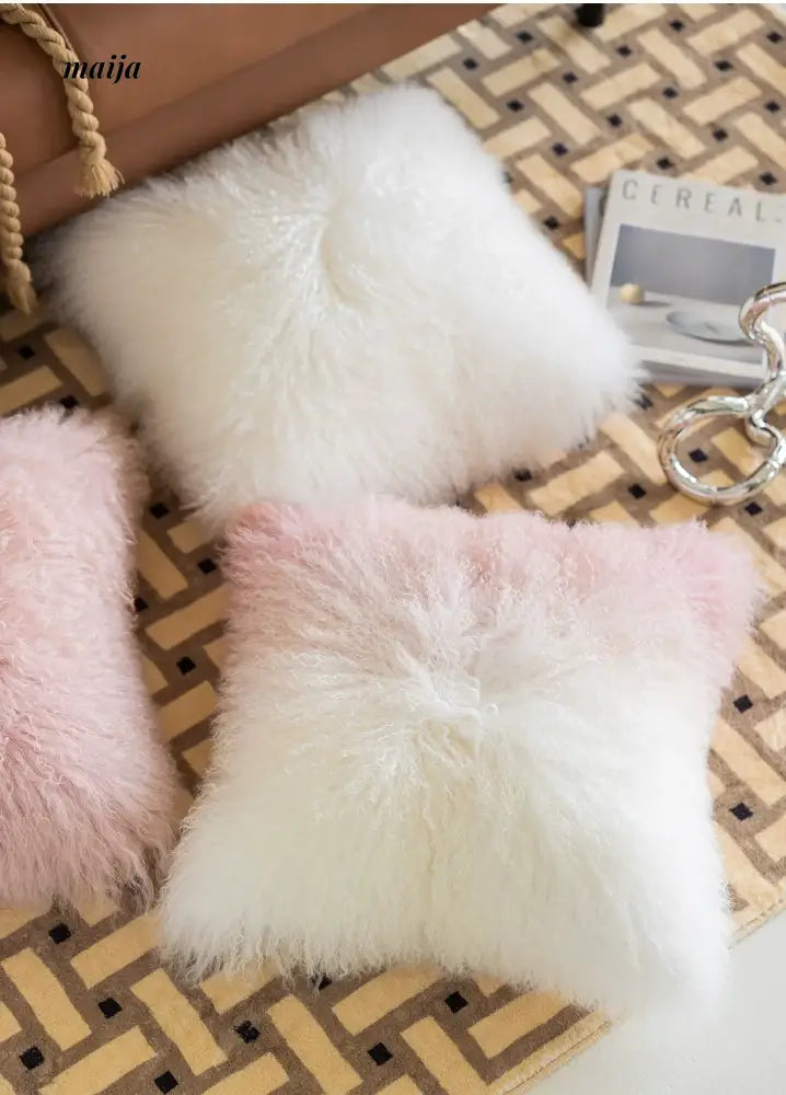 MISTYWOOD Pink Wool Pillow for Living Room from MISTYWOOD
