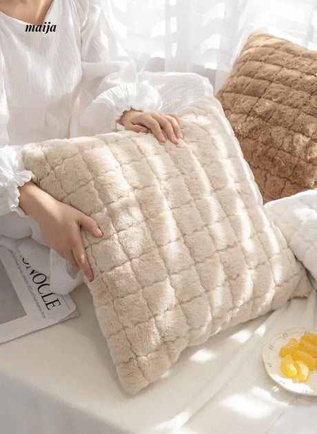 Chessboard Fluffy Square Cushions from Manxiaomian