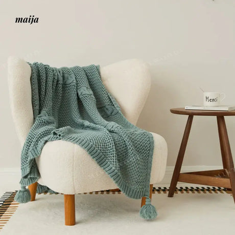 MISTYWOOD Knitted Cushion with Blanket Stripes from MISTYWOOD