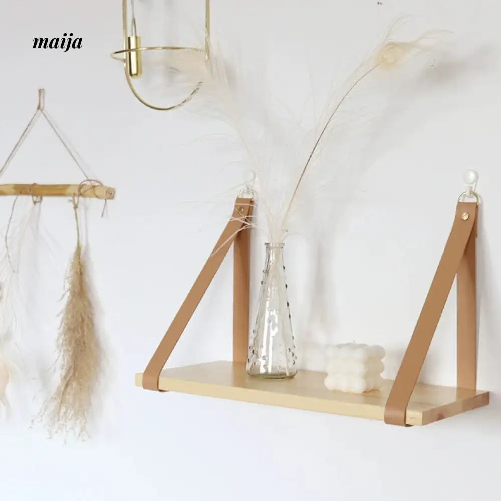 WULIHOME Solid Wood One-Line Shelf Rack with Desktop Storage