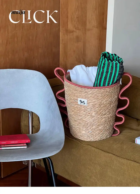 CLICK Handwoven Straw Storage Bucket Toy Basket from HOBBYTREE