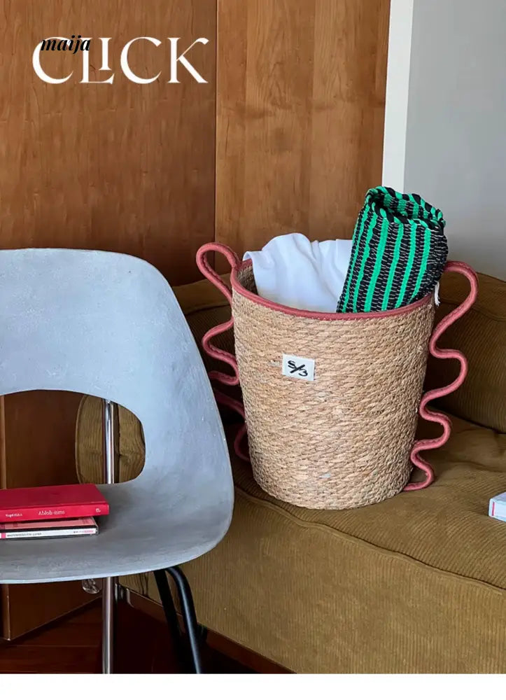 CLICK Handwoven Straw Storage Bucket Toy Basket from HOBBYTREE