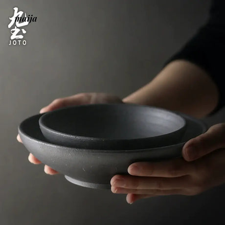 JOTO Eight Year Rough Ceramic Fruit Plate Handmade Retro Dish from MOSE