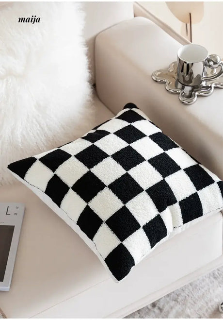 MISTYWOOD Black and White Grid Pattern Pillow from MISTYWOOD