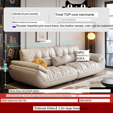 DIPU Cassius Minimalist Cream Leather Sofa from DIPU