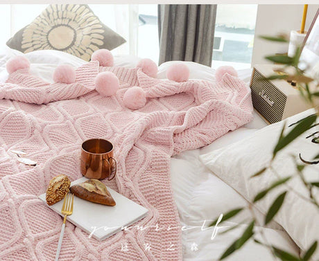 MISTYWOOD Fuchsia Knitted Plush Sofa Duvet from MISTYWOOD