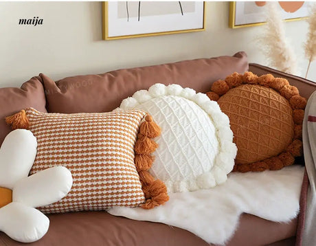 MISTYWOOD Orange Weaved Sofa Pillow from MISTYWOOD