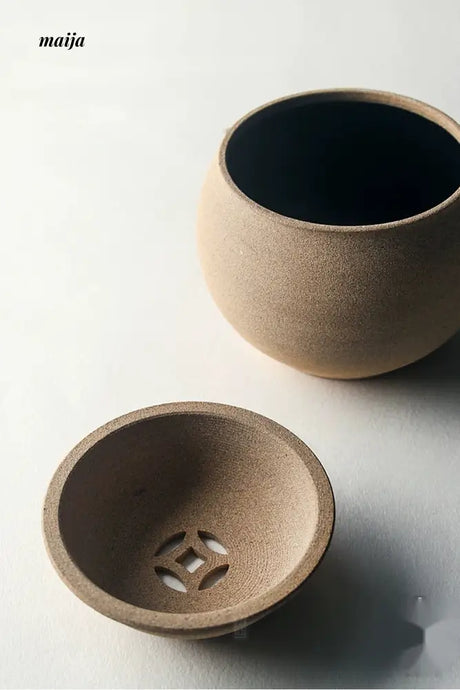 JOTO Handmade Rough Pottery Tea Washing Bowl Set from JOTO