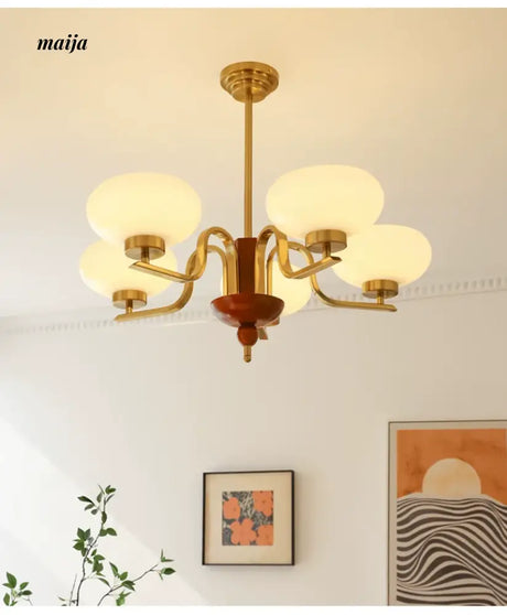 NANCY Teak Chandelier Modern Retro Glass Design from NANCY