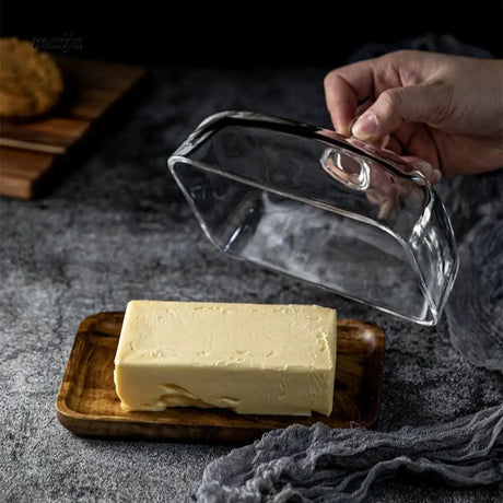 Wooden Dessert Tray with Glass Lid from Zodian