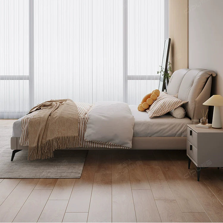 DIPU Emelia Minimalist Cream Designer Bed from DIPU
