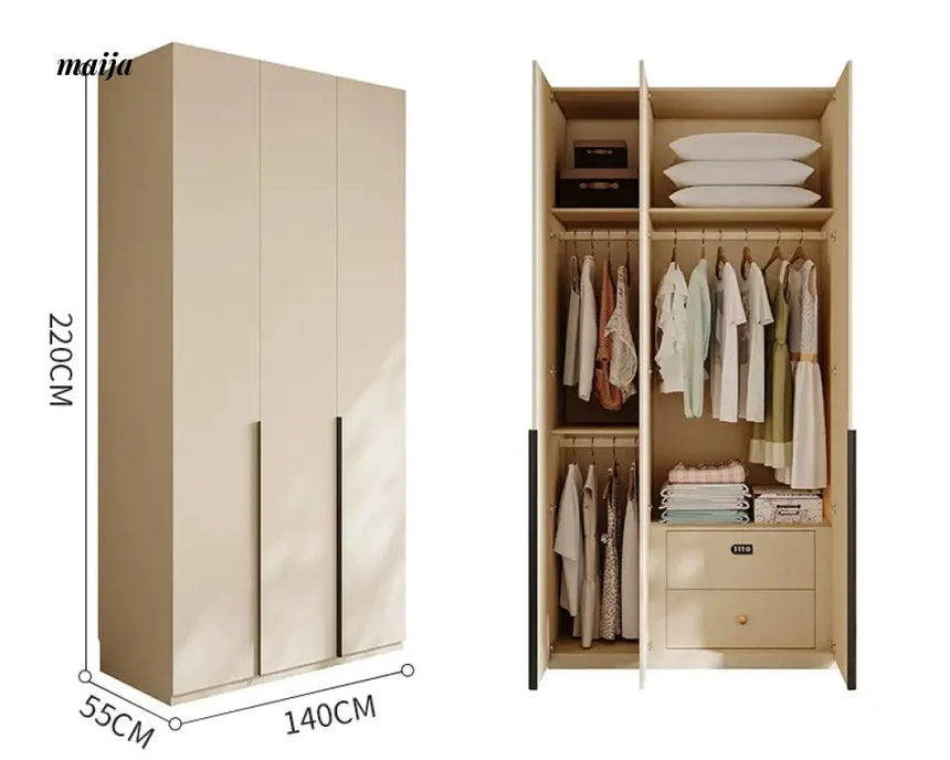 MEIHOUSE Cream Bedroom Wardrobe Flat Door Storage Cabinet from MEIHOUSE