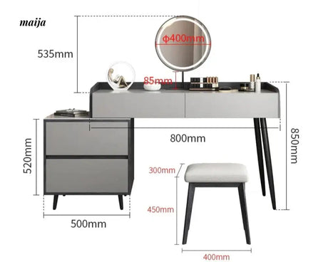 MEIHOUSE Telescopic Scandinavian Dressing Table Modern Bedroom Storage from MEIHOUSE