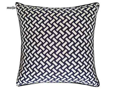 HOUSE OF YINN Striped Denim Blue Pillow Cushion from MOSE