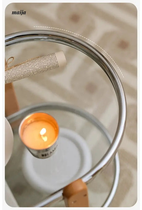 LOWERLEFT Wooden Glass Swivel Cart from Lower Left