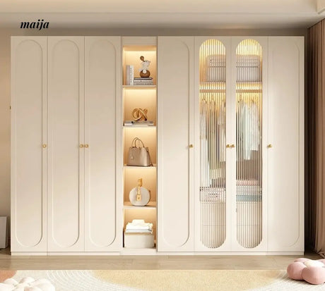 MEIHOUSE French Cream Wardrobe Bedroom Finished Large Storage Cabinet from MEIHOUSE