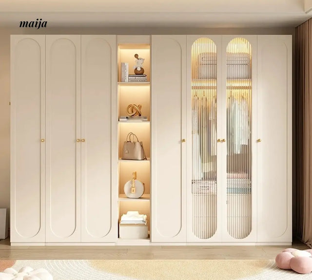 MEIHOUSE French Cream Wardrobe Bedroom Finished Large Storage Cabinet from MEIHOUSE