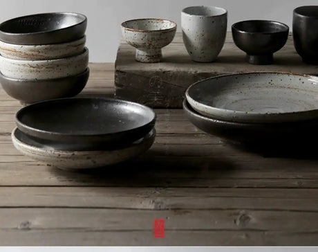 JOTO Japanese Style Seventeen Color Rough Pottery Dinner Set from MOSE
