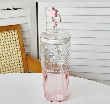 BANKE Large Capacity Glass Cup with Lid and Straw from BANKE
