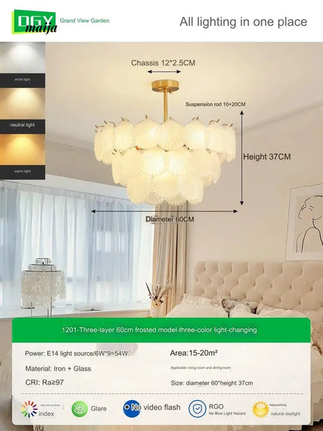 GVG Crystal Scallop Shell Ceiling Lamp from Kaiyashi