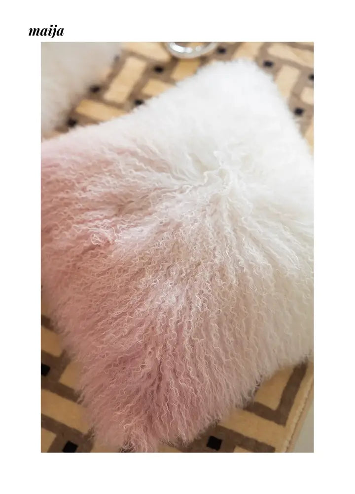 MISTYWOOD Pink Wool Pillow for Living Room from MISTYWOOD