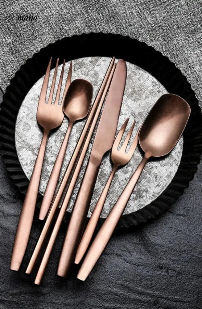 Bronze Steak Knife and Fork Set from maija