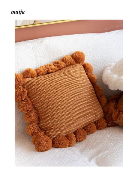 MISTYWOOD Orange Weaved Sofa Pillow from MISTYWOOD