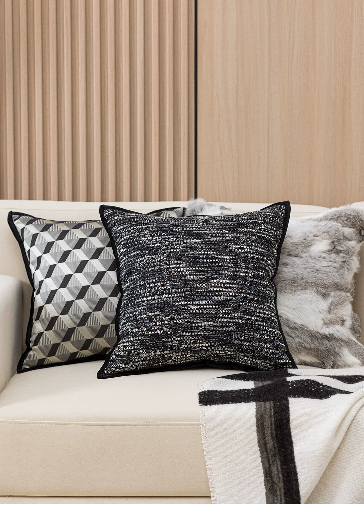 MISTYWOOD Black Geometric Cushion from maija