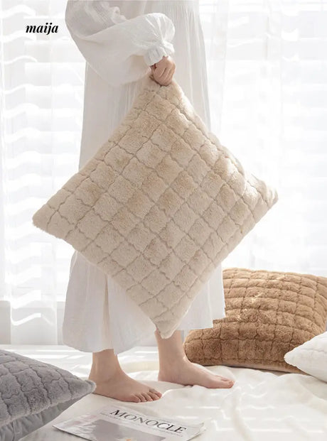 Chessboard Fluffy Square Cushions from Manxiaomian