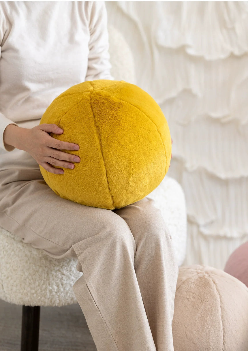 MISTYWOOD Yellow Plush Circular Decorative Pillow from MISTYWOOD