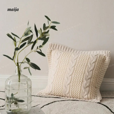 MISTYWOOD Knitted Cushion with Blanket Stripes from MISTYWOOD