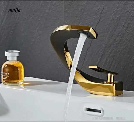 Creative Curve Copper Basin Faucet from Kaiyashi