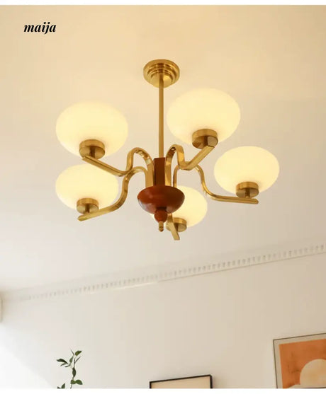 NANCY Teak Chandelier Modern Retro Glass Design from NANCY
