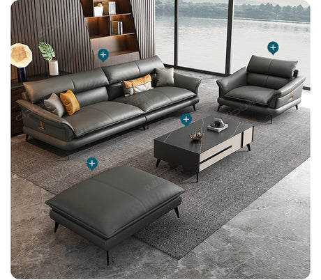 DIPU Hugh Minimalist Leather Modern Sofa from DIPU