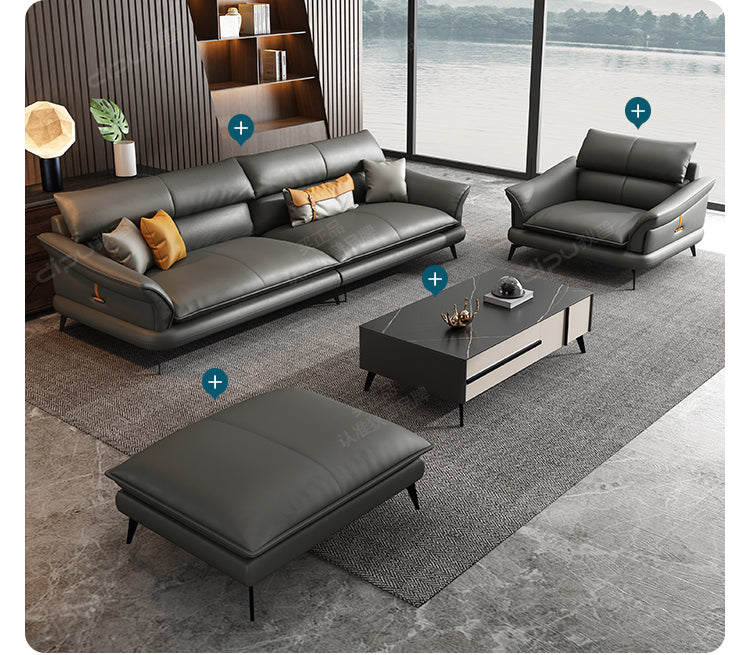 DIPU Hugh Minimalist Leather Modern Sofa from DIPU